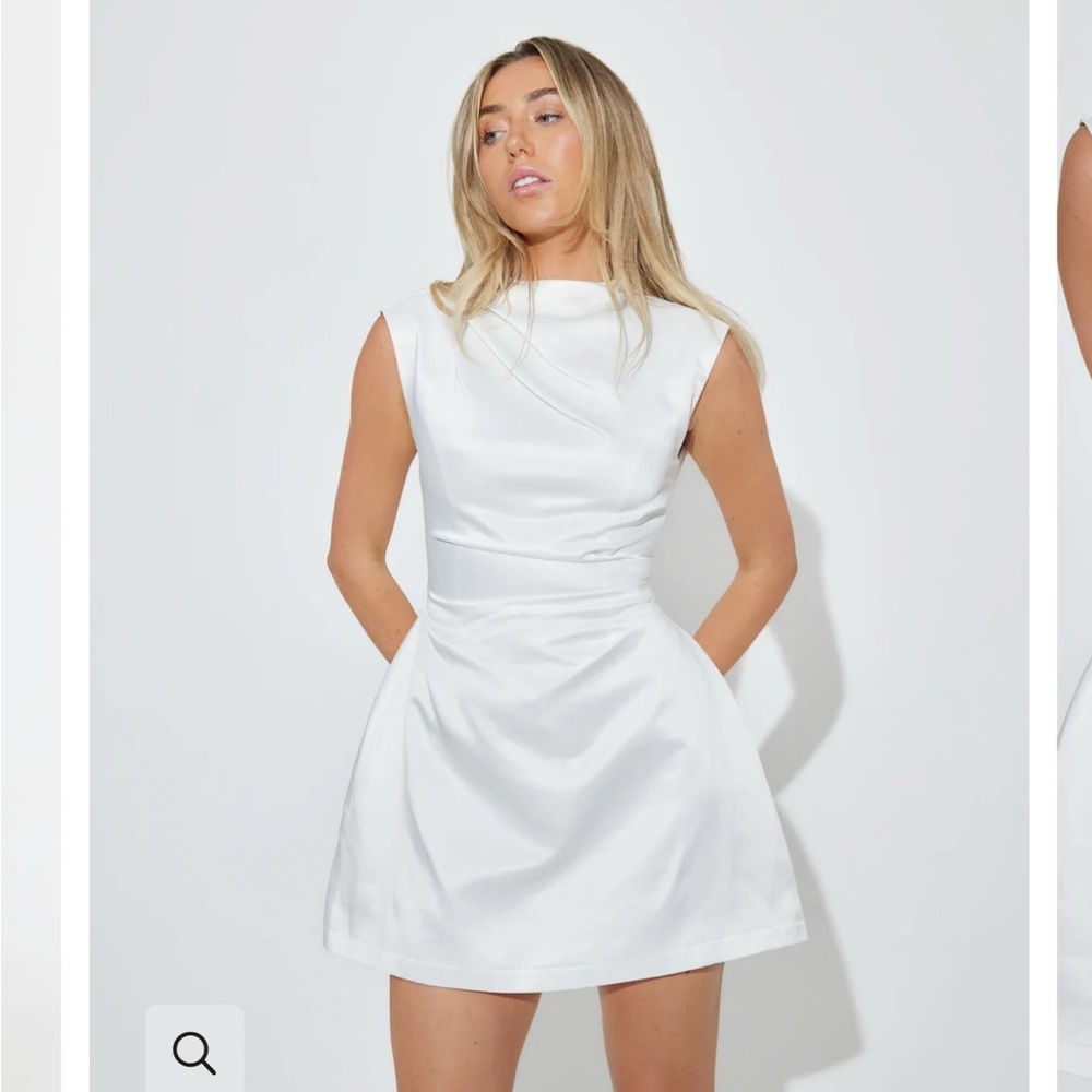 Odd Muse Satin Straight Neck Mini Dress